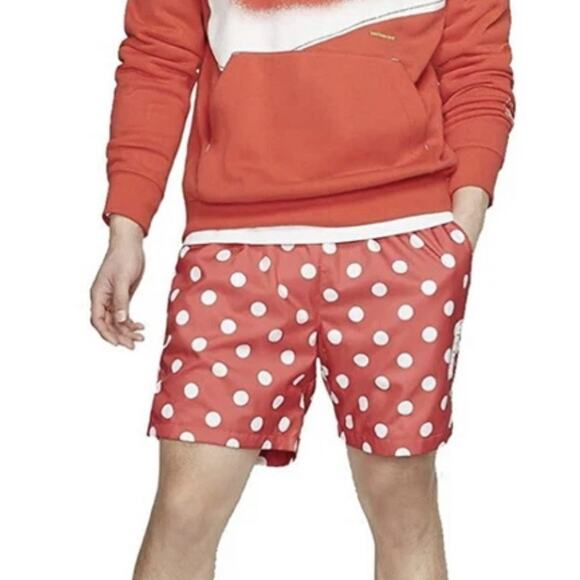 NIKE Sportswear JDI JUST DO IT Red White Polka Dot Shorts Size Medium - Picture 1 of 5